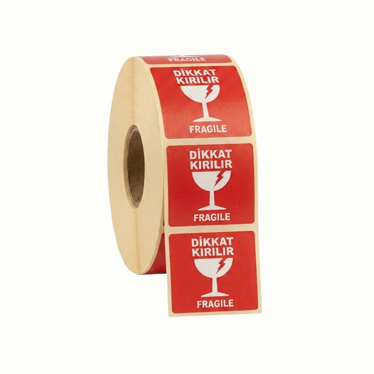 80x70 mm Kuşe Dikkat Kırılır Etiketi - 250'li Rulo